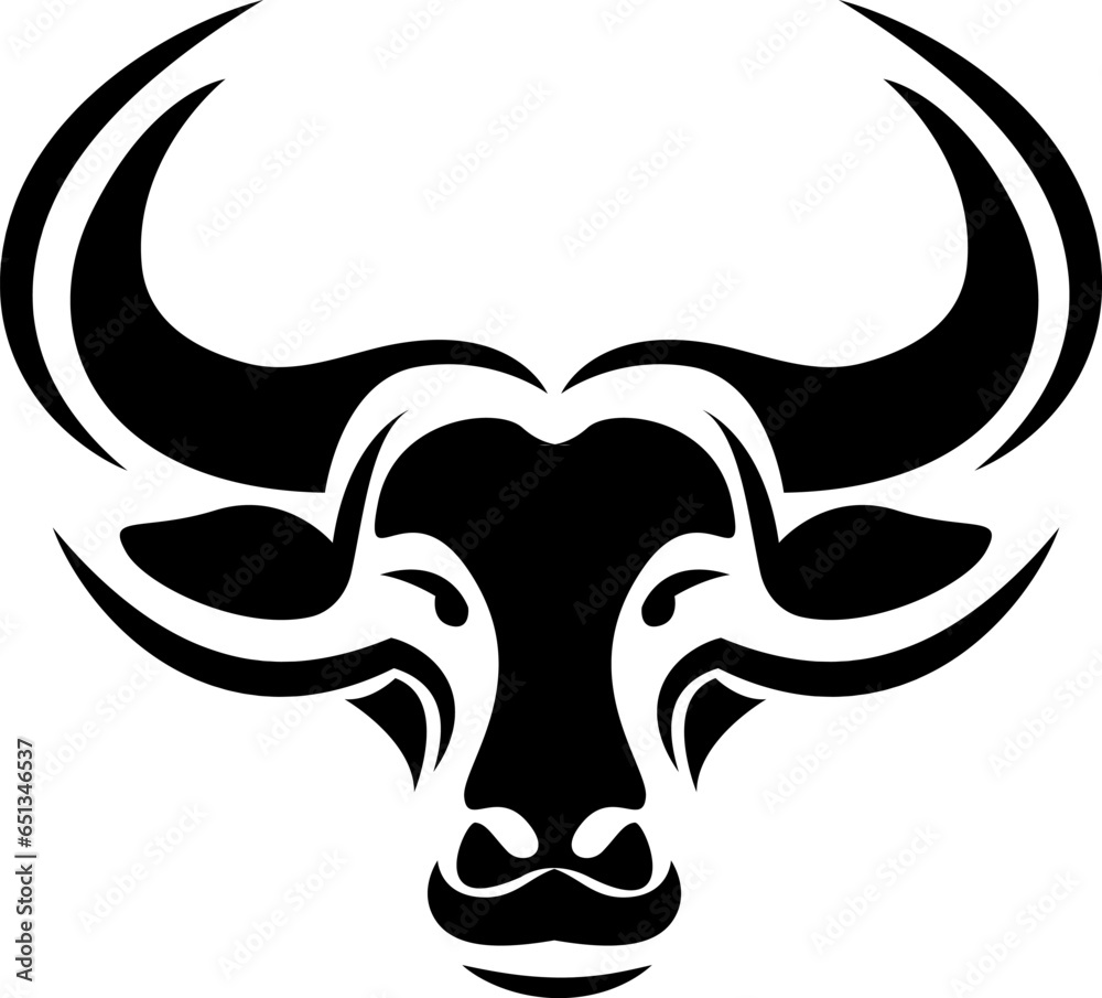 Bull head tattoo, tattoo illustration, vector on a white background.