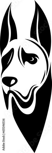 Doberman dog head tattoo, tattoo illustration, vector on a white background.