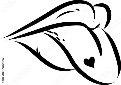 Lips and tongue tattoo , illustration, vector on a white background.