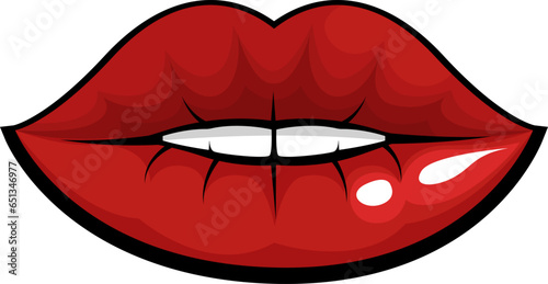 Red lips tattoo , illustration, vector on a white background.