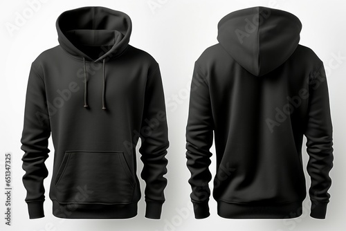 Solid black hoodie mockup for design. Blank with space for text or print, copy space