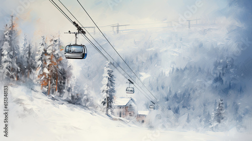 chairlift ski resort in winter 