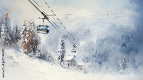 Bild auf Leinwand chairlift ski resort in winter