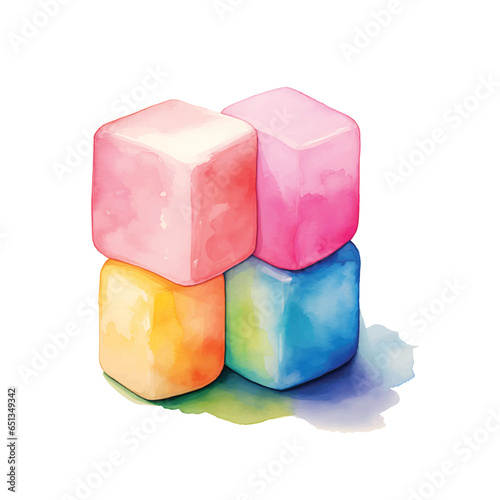  Colorful marshmallow watercolor illustration