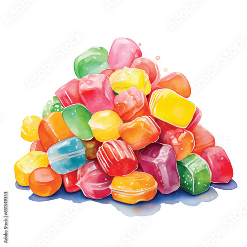 Candy pile watercolor illustration
