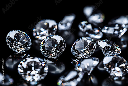 Shimmering diamonds arranged on a table