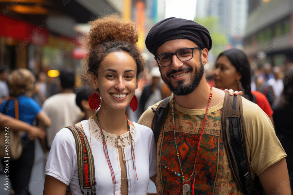 Residents participating in a cultural exchange event in the city. Generative Ai. Residents participating in a cultural exchange event in the city. Generative Ai.