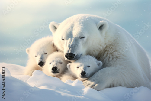 polar bear in snow bright background © Rendi