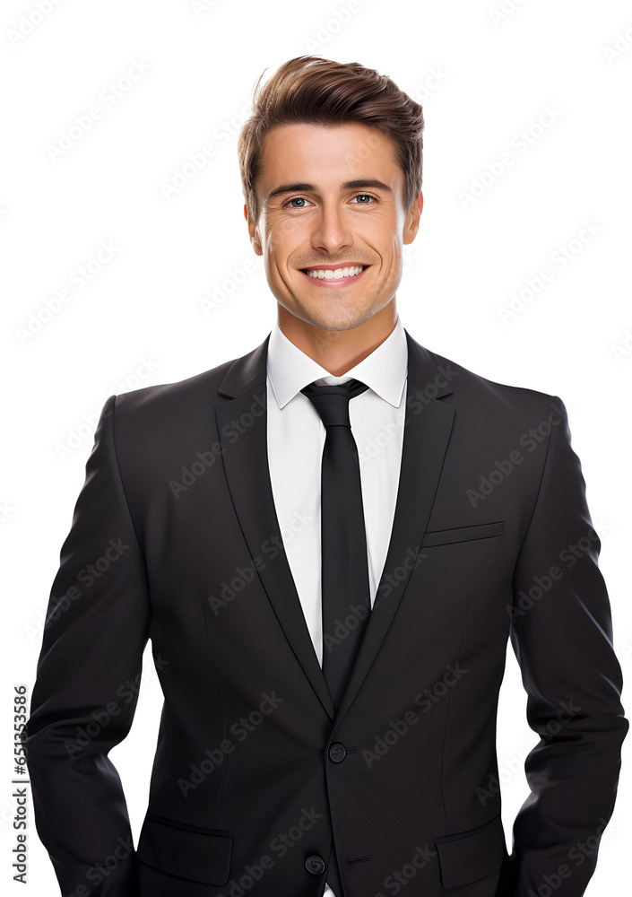 Portrait of handsome caucasian man in formal suit looking at ahead smiling with smile isolated Portrait of handsome caucasian man in formal suit looking at ahead smiling with smile isolated