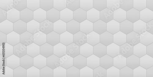 Fototapeta Naklejka Na Ścianę i Meble -  White abstract background with hexagons. Honeycomb Grid tile Horizontal Background.