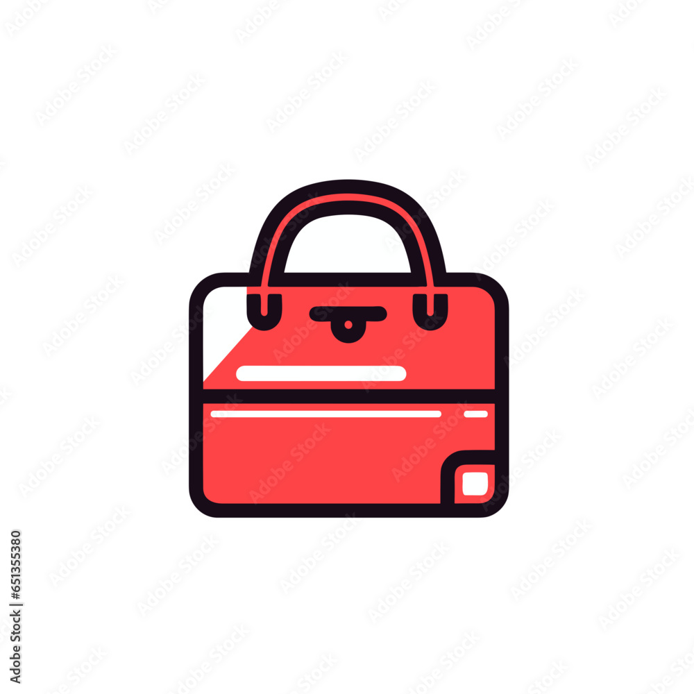 Delivery bag vector icon in minimalistic, black and red line work, japan web Delivery bag vector icon in minimalistic, black and red line work, japan web
