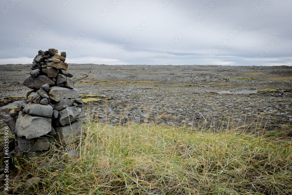 Hike trail on the lava field in Iceland Hike trail on the lava field in Iceland