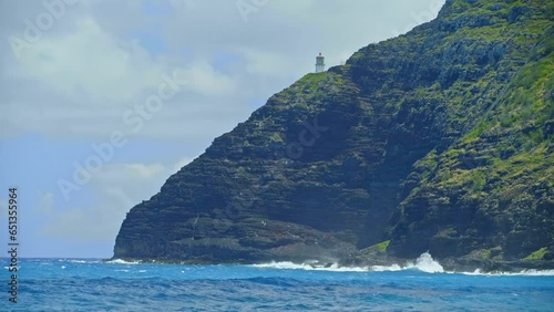 Island in the sea with lightout photo