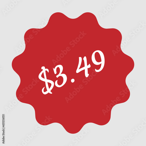 Red Price Tag $3.49