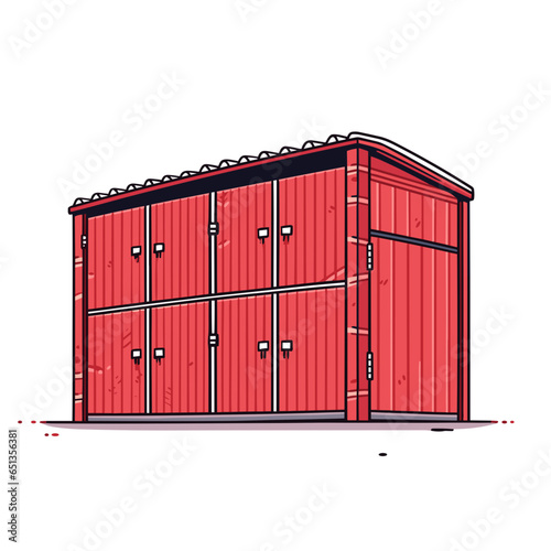 Storage Unit vector icon in minimalistic, black and red line work, japan web