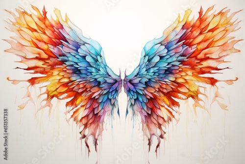 Breathtaking watercolor wings symbolizing freedom. Generative AI