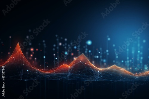 Abstract background with wire graph in virtual space. Banner for business, science, and technology data analytics. Generative AI