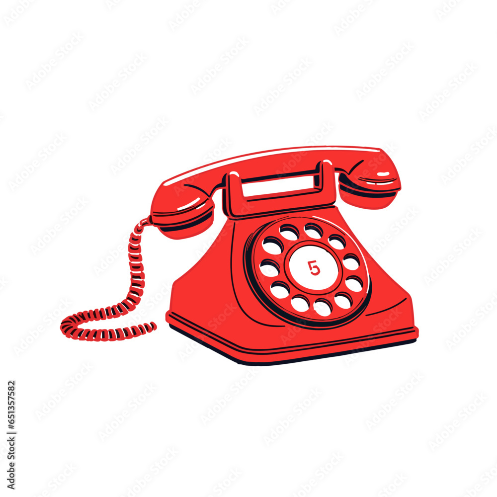 Telephone icon vector icon in minimalistic, black and red line work, japan web Telephone icon vector icon in minimalistic, black and red line work, japan web