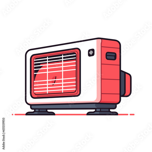 Air Conditioning vector icon in minimalistic, black and red line work, japan web