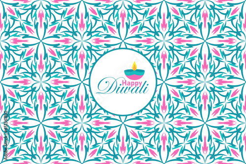 Happy Diwali seamless pattern. Indian festival of lights. Vector abstract vintage illustration for the holiday, lights and other objects for background or poster.
