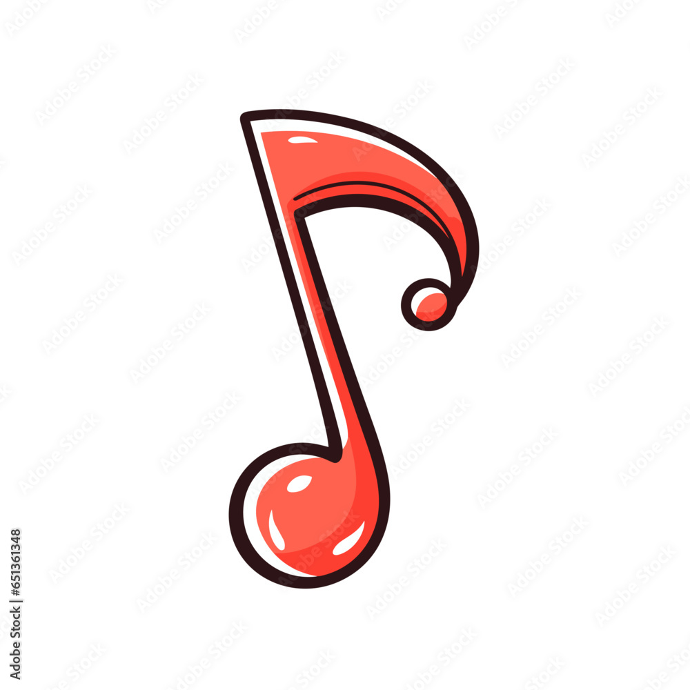Music note charm vector icon in minimalistic, black and red line work, japan web Music note charm vector icon in minimalistic, black and red line work, japan web