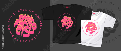 San Francisco hand drawn vector text for t shirt design.