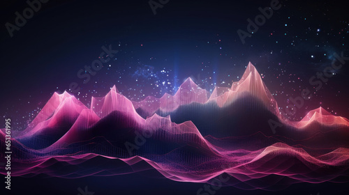 Futuristic big data visualization wave blue and purple background