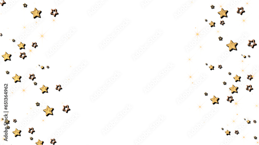 Obraz premium PNG golden metallic stars and particles on transparent background, shing glowing glitters new year design element