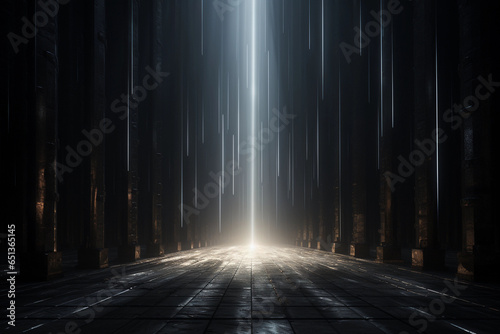 Futuristic empty room with lights, sci-fi background concept © AdibaZR