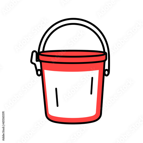 Bait Bucket vector icon in minimalistic, black and red line work, japan web