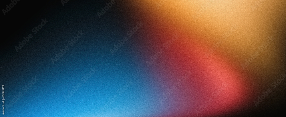 Black blue orange red abstract grainy poster background vibrant color wave dark noise texture cover header design