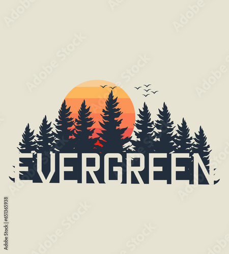 vector of evergreen trees perfect for print, t-shirt design, etc