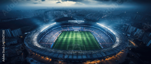 Foto view of soccer field stadium,Concept of outdoot sport, activity, football, championship, match, game space