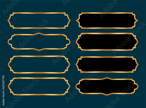 luxury golden arabic islamic text box title frame border set with ornamental illustration