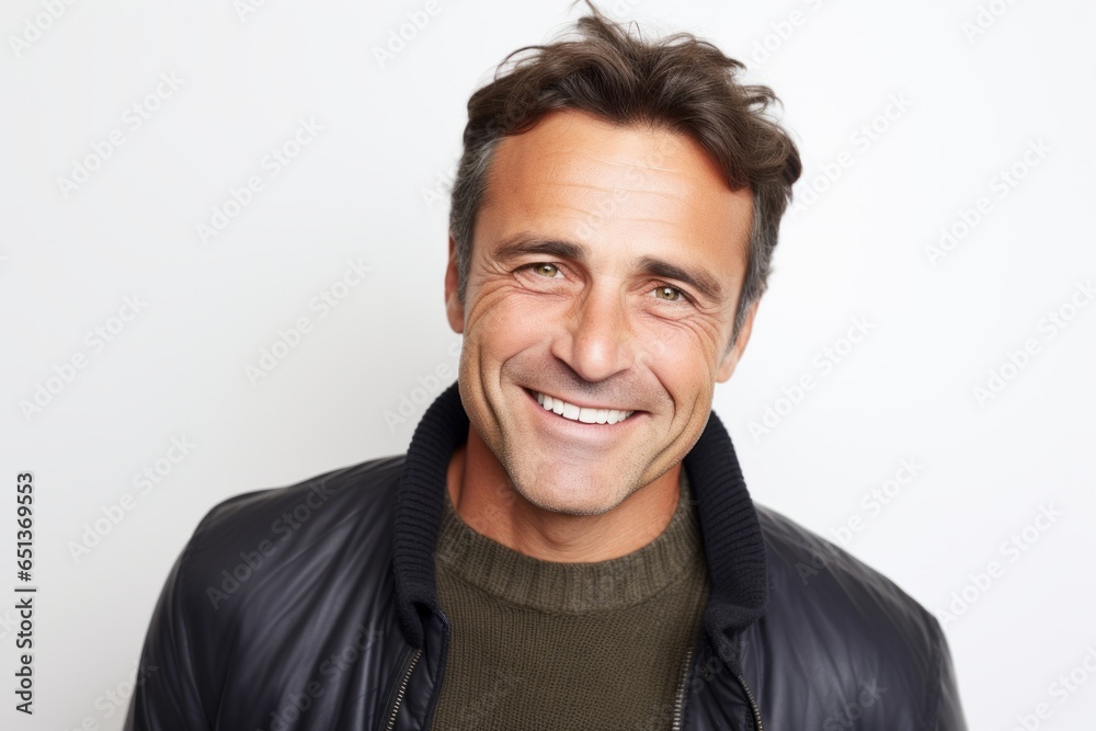 Obraz premium Group portrait photography of a happy French man in his 40s against a white background