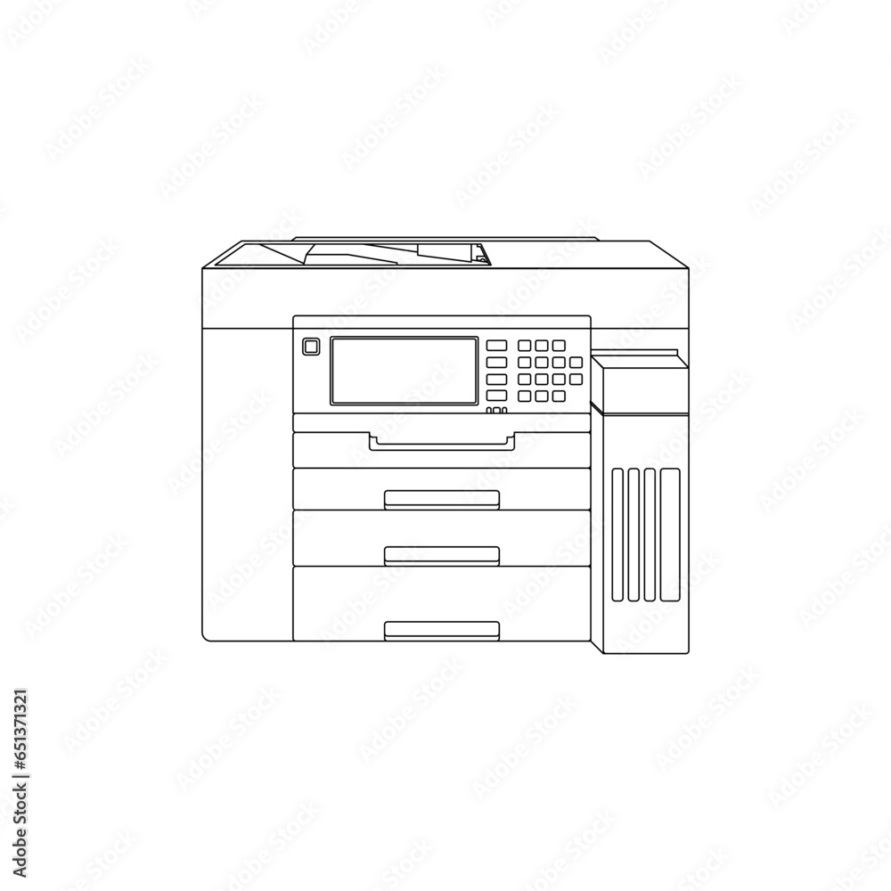 Large Multifunction Inkjet Printer or Photocopier in outline sketch