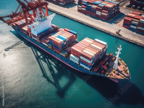 Container Shipping Precision: Aerial Close-Up at the Port 