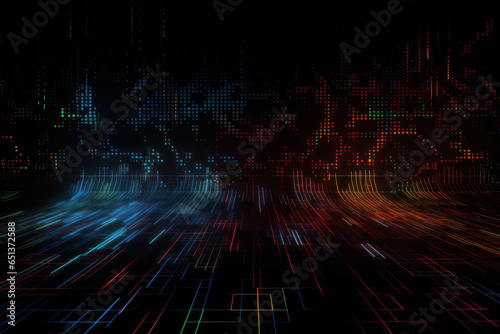 Abstract colorful data visualization background with electronic waves