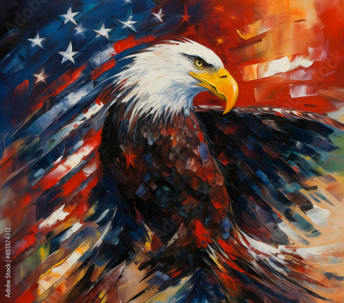 Expressive Colorful Artistic Background American Eagle bird