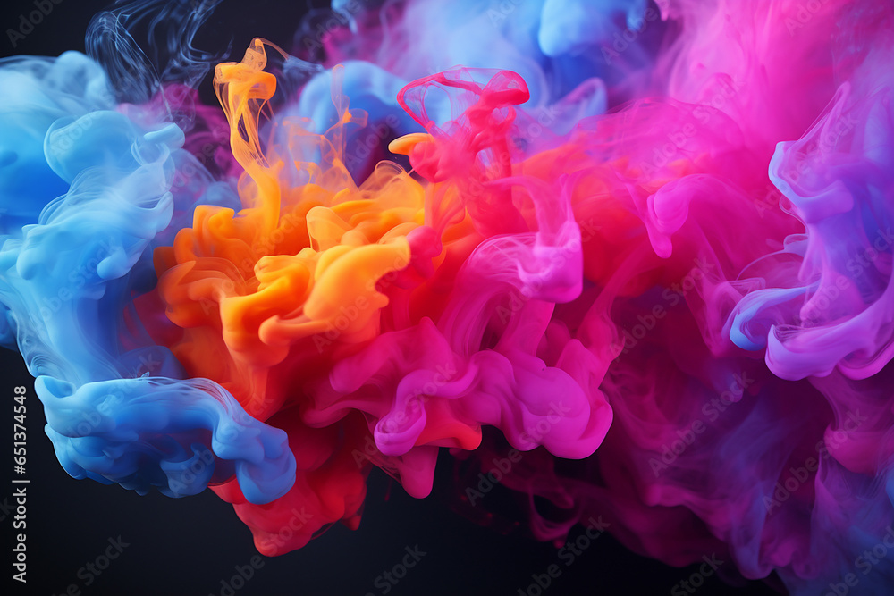 colorful liquid paint splash mixing underwater, wallpaper images.