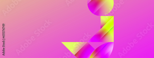 Serene gradient template. Circles and triangles mingle in minimalist perfection. Gentle fusion of forms and hues creates balanced yet captivating backdrop, embodying modern sophistication