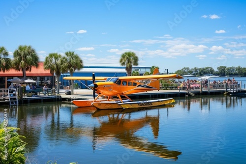 Scenic park in Tavares, Florida with seaplane rides and outdoor activities. Generative AI photo