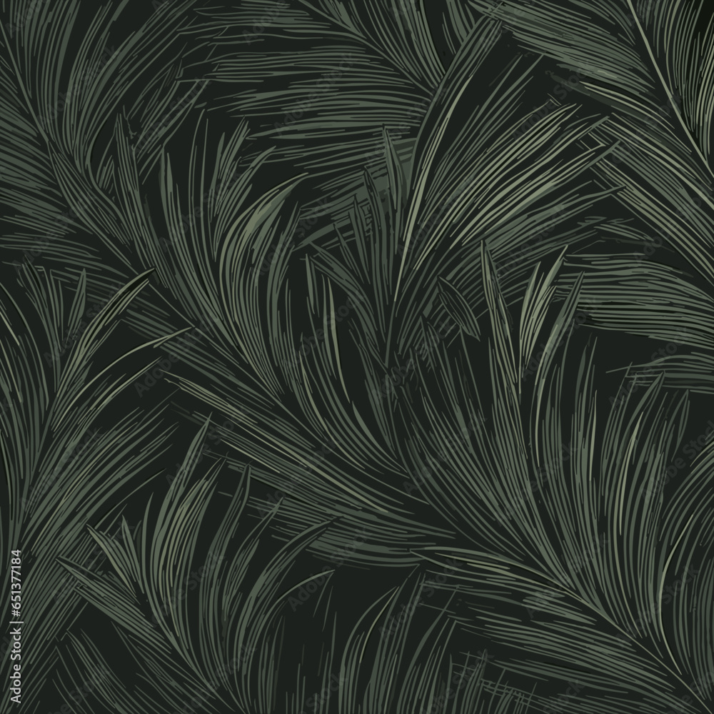 Obraz premium Luxury green background vector with green leaf pattern. Vector illustration.