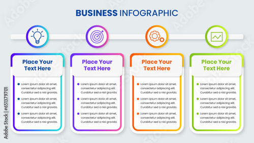 Presentation of business process infographic design template with a modern gradient color