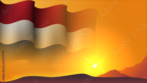 netherlands waving flag concept background design with sunset view on the hill vector illustration