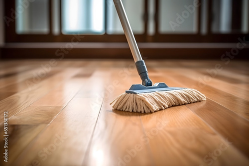 cleaning floor with mop