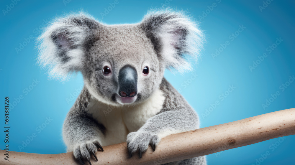Fototapeta premium Fancy Koala, advertising photography, Pastel color palette background