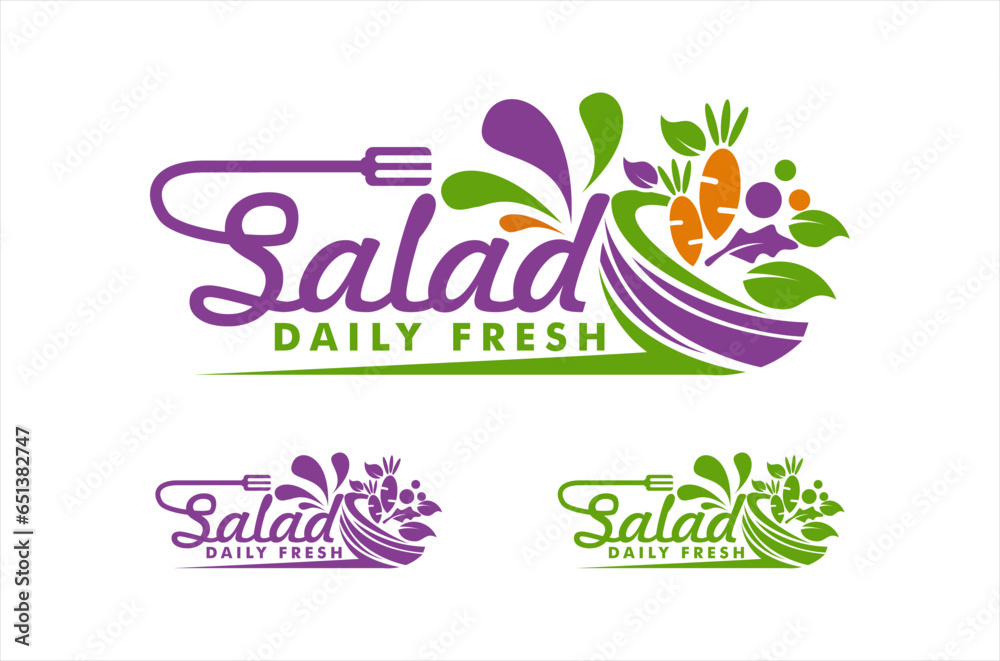 healthy food salad logo typography