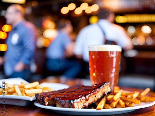 Beer, ribs and chips