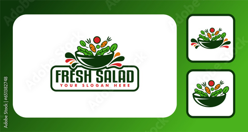 Healthy Menu salad Logo with business card Template 